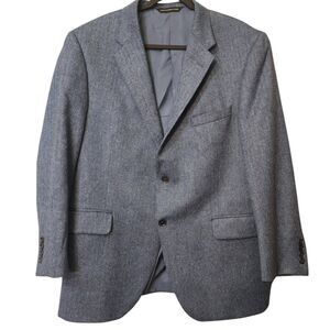 Richard Bennet Herringbone Sport Coat Mens 46  100% Cashmere Blazer Black Label